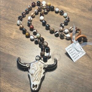 Handcrafted Bull Skull Pendant Necklace